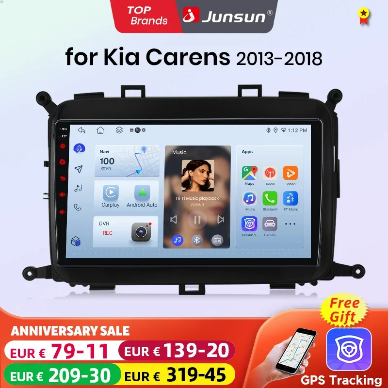 Junsun AI CarPlay 4G Android 14 Radio de coche para Kia Carens 2013-2018 reproductor Multimedia WiFi GPS Navi pantalla táctil 360 cámara RDS 1