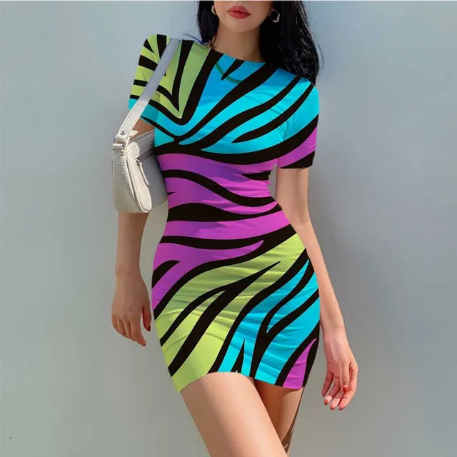 Leopard Print Leopard Crewneck Sexy Skirt Mini Dress Women’s Inner Dress Summer Dress Fashion Street Style
