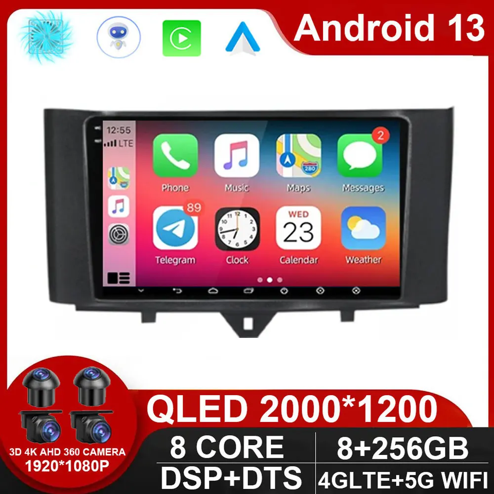 

Android 13 Car Radio For Mercedes Benz Smart Fortwo 2006 2007 2008 2009 2011 - 2015 Multimedia Player Carplay Navigation GPS DSP