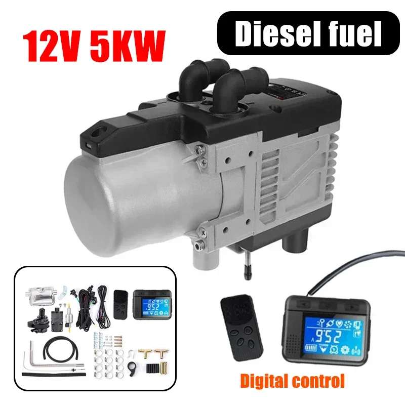 

12V 5KW Gasoline/Diesel Air Heater Water Heater With Remote Control LCD Switch For Cars Motor Trucks RV Fuel Heater Heating