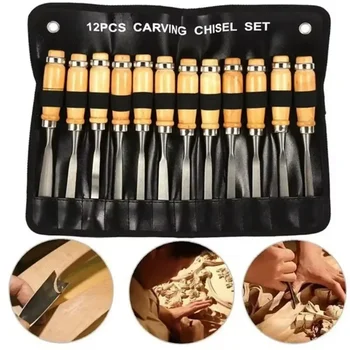 12PCS Wood Carving Chisel Set – Hand Gouges & Knives for Woodworking 1