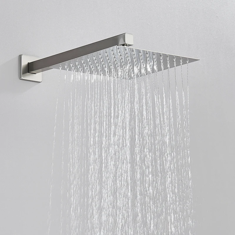 Brushed Nickel Shower Faucets Set Rain Waterfall Shower System Wall Mount Bathtub Mixer Combo Set For Bathroom bathroom shower faucet set