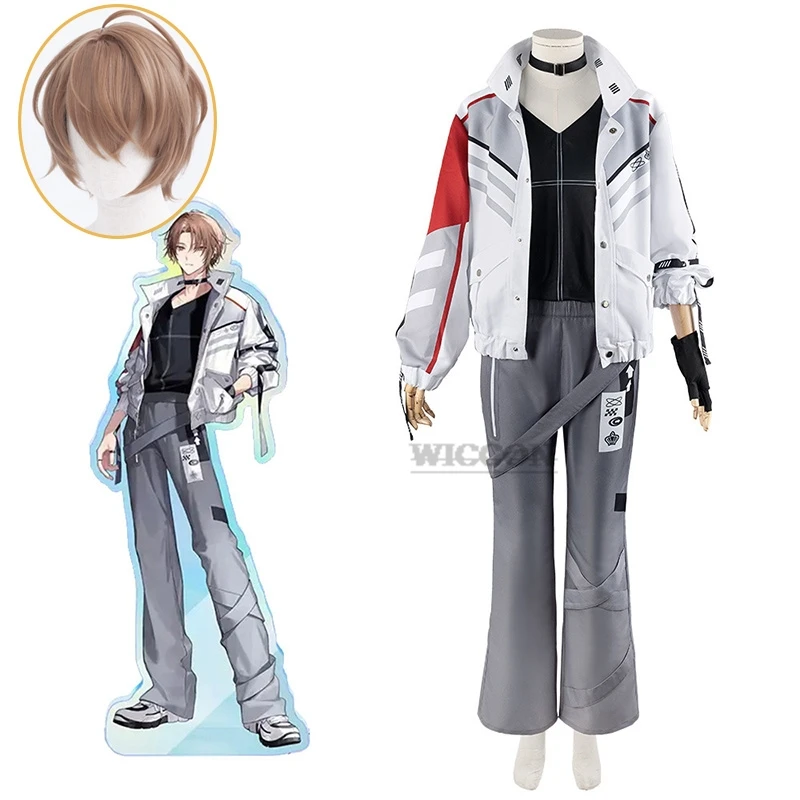 

Anime Virtual YouTuber Kagami Hayato Cosplay Costume NIJISANJI ROF-MAO Wig vtuber Color Coat Trench Man Woman Halloween Suit