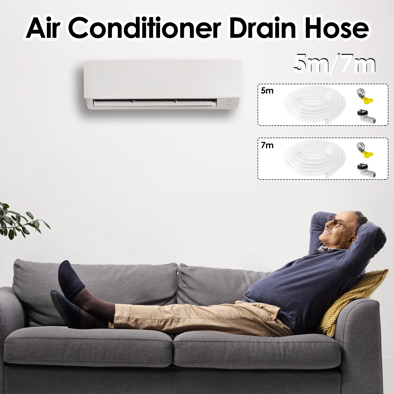 

Air Conditioner Drain Hose Kit 16.5FT/23FT Leak-Proof Air Conditioner Drain Pipe Portable AC Drain Hose Connector Clear Air