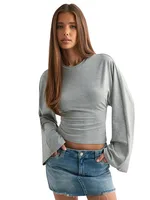 Long Sleeve Women Pullover O Neck Skinny Y2K Summer Clothes Casual T Shirt Top Streetwear 2025 Fashion Gray Tees Crop Top 4