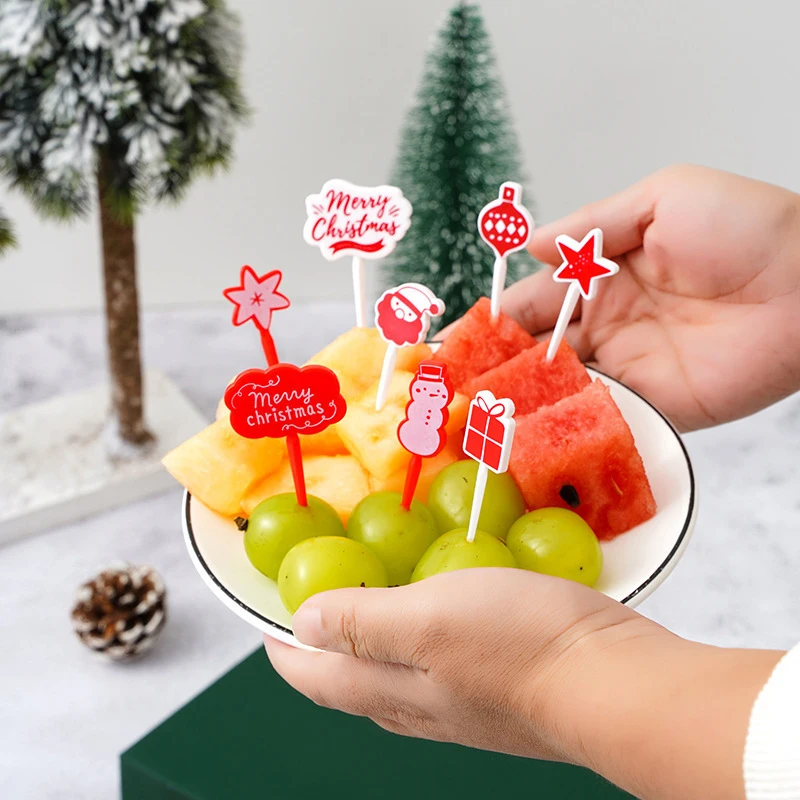 Christmas Fruit Fork Set Food Pick Sliced Fruit Fork Animal Plastic Toothpick Stick Bento Accessories food toothpick