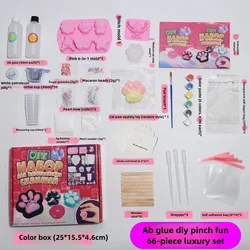 Kawaii Squishy Making Kit - DIY Liquid Gel & Silicone Set for Adorable Cat Claw & Cartoon Characters (66Pcs)