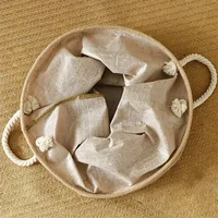 Foldable Laundry Basket Cotton Linen Clothes Toy Storage Basket Laundry Baskets with Handle Home Dirty Clothes Organizers 6