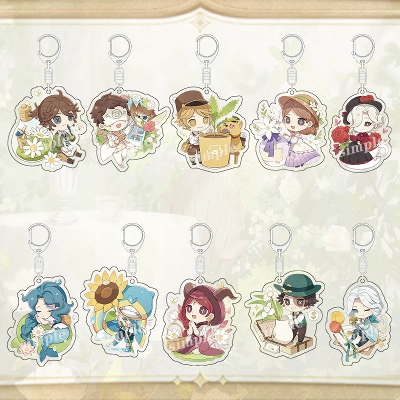 Tea Party Game Identity V Acrylic Keychain Cartoon Figures Key Chain Fiona Gilman Eli Clark Victor Grantz Bag Pendant Fans Gifts