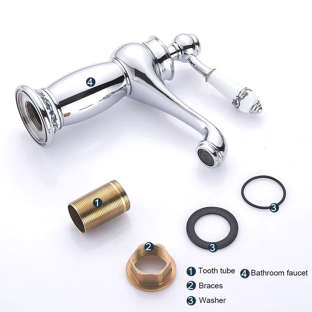 Basin Faucet Luxury Basin Bath Faucet European Retro Single Handle Black Chrome Cold and Hot Water Sink Mixer Tap