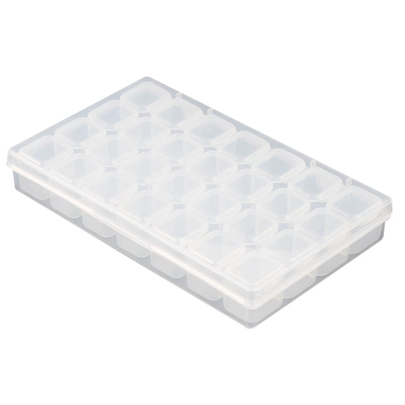 28-Grid Nail Art Rhinestone Containers With Lids Charm Gem Display Holder