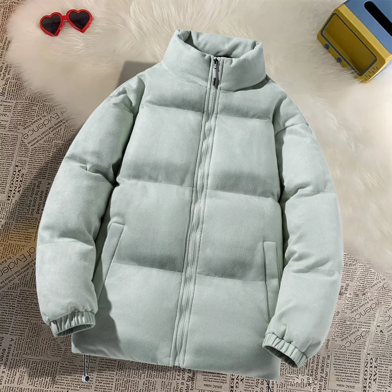 

Thick Men Women New Warm Parka Jackets Winter Casual Outwear Coats Solid Stand Collar Couple Windbreak Cotton Padded Down Jacket
