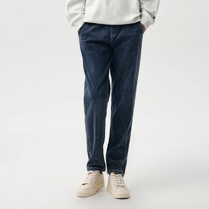 Semir 2024 Jeans Men Spring Elastic Drawstring Daily Simple Commuting Classic Trousers Fashion Trend Retro Washed Pants 5