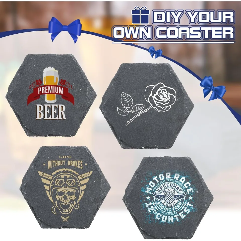 12 Posavasos De Pizarra Para Bebidas Con Soporte Cuadrado