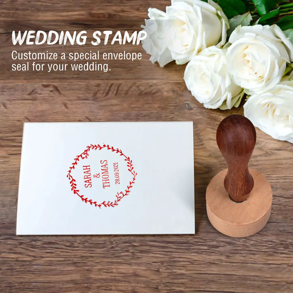 Sello de madera personalizado, sello de boda, logotipo para invitación, papelería, nombre personalizado, marca de boda de negocios - Image 4