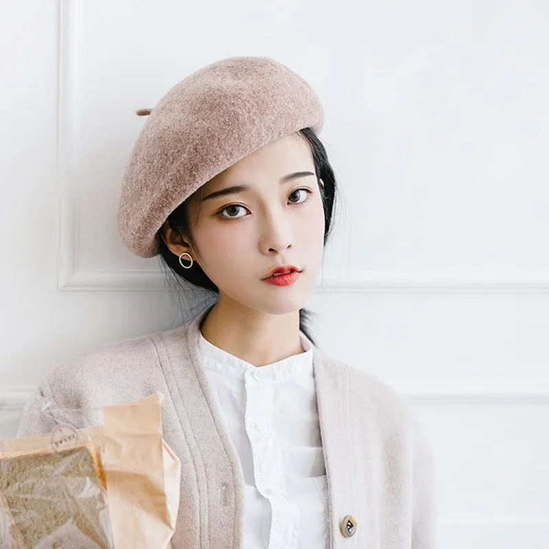 우아한 여성용 심플 울 베레모, 여성용 코튼 모자, 격자 무늬 빈티지 팔각형 캐주얼 보이나, 가을 소녀 모자