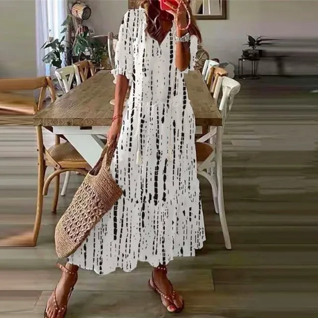 Boho-Loosen-V-Neck-Tassel-Long