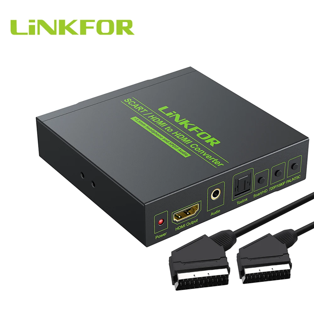 LiNKFOR SCART HDMI to HDMI-compatible Converter Supports RGB and CVBS Video  Signals to HDMI 720P/1080P with 3.5mm jack for HDTV