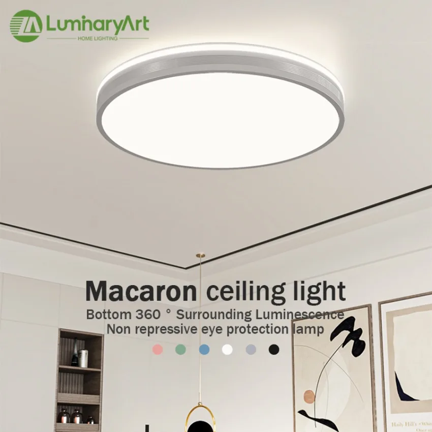 

Modern LED Ceiling Light Circular Minimalist Creative Macaron Home Light Living Room Bedroom Study Balcony Decoration Lighting