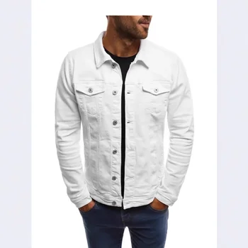 Men's Slim Fit Denim Jacket European Size Pure Color Thickened Shirt Outerwear Spring Autumn Workwear Classic Solid Color