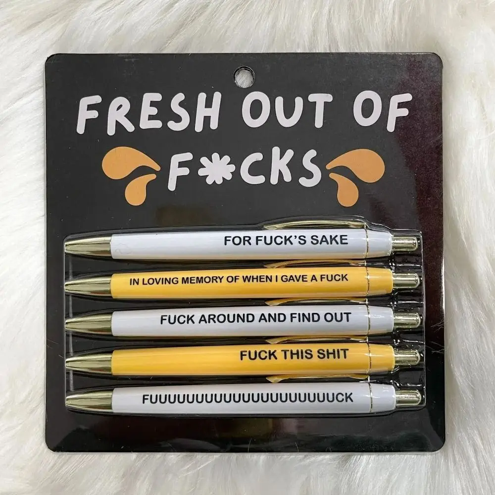

5 PCS Push Type Pen Sets Lovely Motivational Writing Signature Pens School Office Supplies Creative Funny Kids Stationery