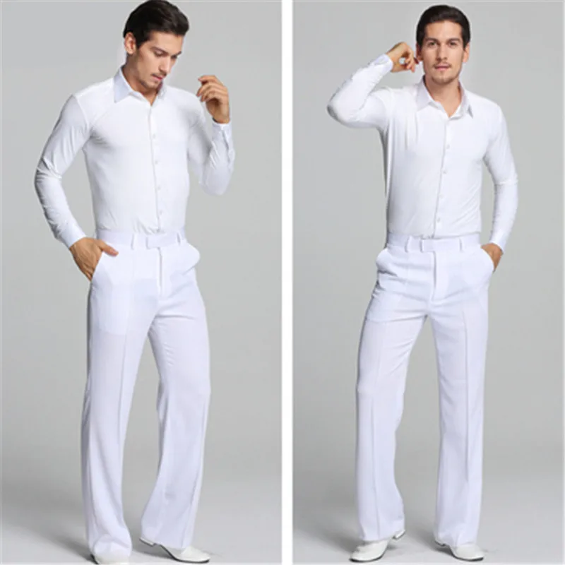 

NEW Men Jazz/Latin Dance Trousers Black White Fashion Loose Mens Ballroom Dance High Waist Pants Dance Wear Practice Performance