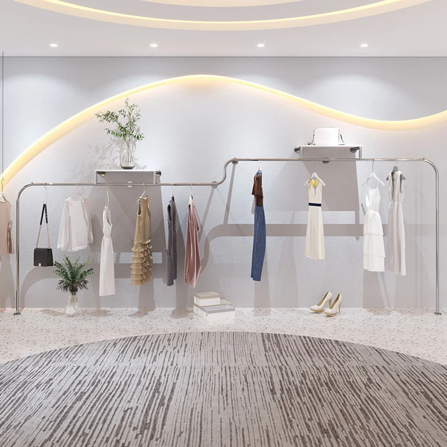 

Silver Cloth Racks Wall Mounted Shop Display Simple Hanging Hotel Hat Holder Clothes Hanger European Vestidores Home Furniture
