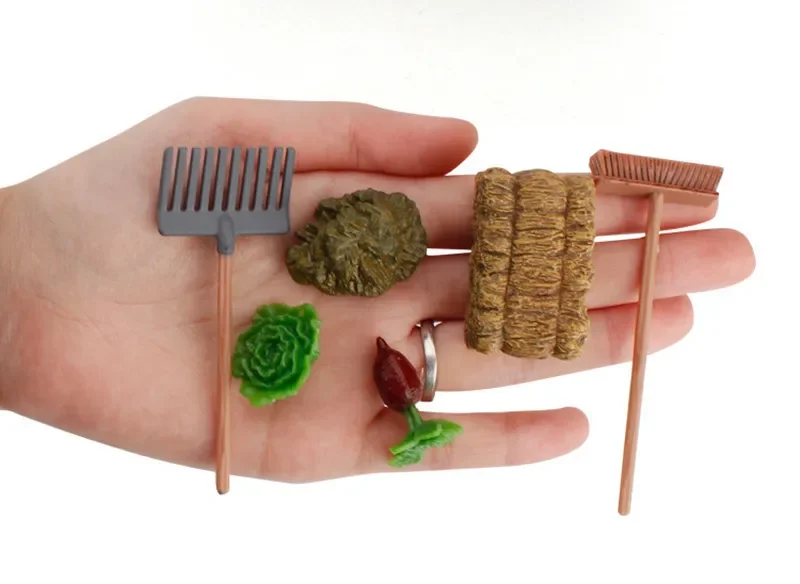 Dollhouse Miniature Mini Kitchen Garden Vegetable Farm Shovel Rake Outdoor Planting Scene Mini Model Doll Accessories