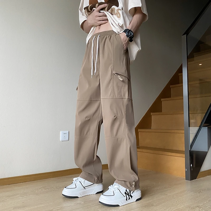

Mens Sweatpants Straight Fit Joggers for Sports and Streetwear Loose Oversized Drawstring Long Pants Men Cargo Pants A194