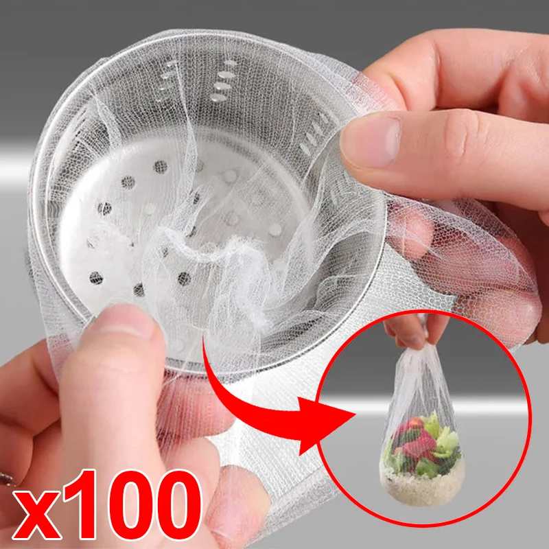 

100pcs Disposable Sink Filter Mesh Bags Kitchen Sewer Drains Drainage Hole Anti-blocking Garbage Bag Pool Clean Strainers Net