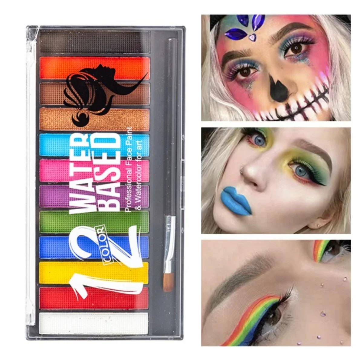 Face Body Painting Kids COLOR FACE  Halloween Party Makeup Dress Beauty paint Palette with brush kit face make up free shipping