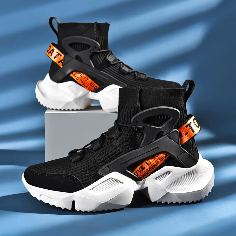 2022 New High-top Socks Shoes Chunky Sneakers Men White Trend