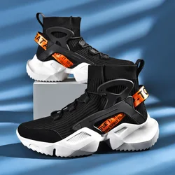 2022 New High-top Socks Shoes Chunky Sneakers Men White Trend Street Light Sports Running Shoes Big Size 45 46 Walking shoes