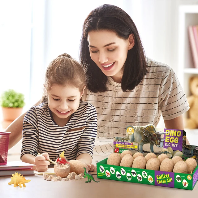 Dinosaur Egg Dig Kit Archaeological Excavation Kit for Kids Dig Up 12 Surprise Dinosaurs STEM Toys Birthday Gifts for Boys/Girls 3