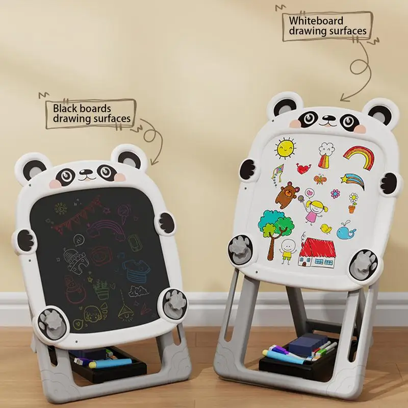 Double Sided Drawing Board Adjustable Double-Sided Magnetic Whiteboard Toddler Drawing Chalkboard Foldable Bracket Magnetic