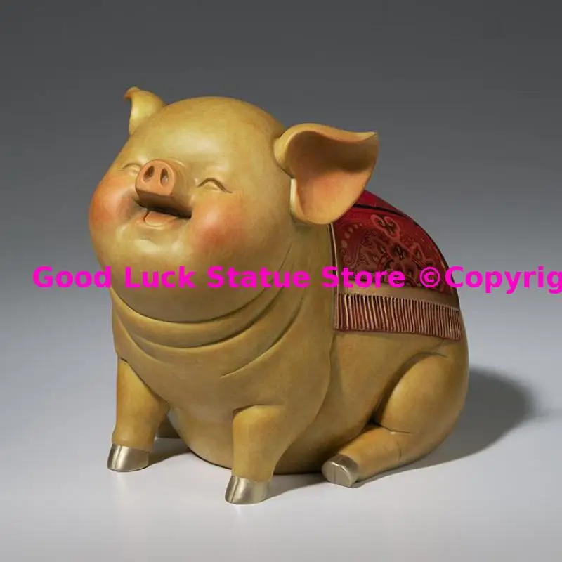 

Amazing Mascot Wealth FU Lucky Pig BEST Business gift HOME Room OFFICE BAR CLUB decor Good luck decoration COPPER Sculpture ART