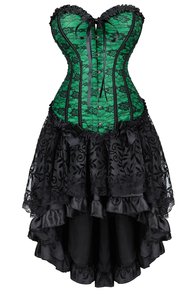 QJIRZB Bruin korset jurk rok tutu set vrouwen steampunk gothic punk QJIRZB Bruin korset jurk rok tutu set vrouwen steampunk gothic punk