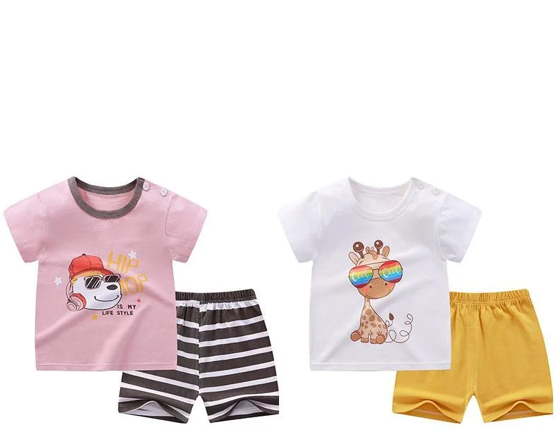 Brand Clothing Baby Boys Sets Fashion Striped T-shirt + Shorts 2pcs/set Summer Short Sleeve Suit For Kids Clothes 6month-6age clothing set dye	