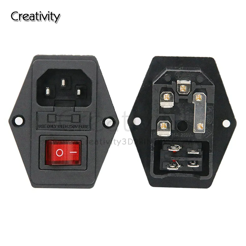 

3D Printer Parts 220V/110V 15A Voltage Current Rocker Switch Power Supply Switch Male Socket without cable