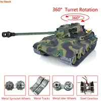Toys 1/16 HENG LONG 7.0 Upgraded German King Tiger RTR RC Tank 3888A W/ 360° Turret TH17525-SMT4 1