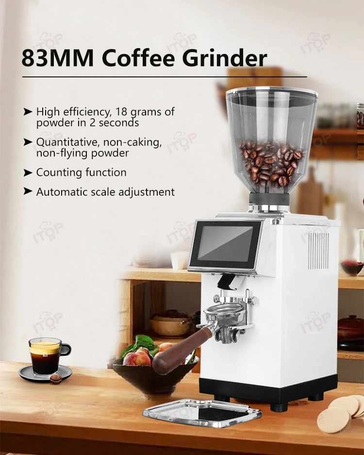 ITOP CGK83 Electric Coffee Grinder 3 Gears Variable Speed Grinding Commercial Espresso Bean Grinder 83MM Titanium Flat Knife 100pcs clear mylar foil zip lock bag self seal tear notch flat packaging pouches for candy tea food coffee bean cookies storage