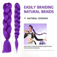 Extensions capillaires synthétiques violettes de 24 pouces, pour tresses au Crochet, tresses queue de cheval Jumbo, coiffure Ru Mi, cheveux multicolores 5