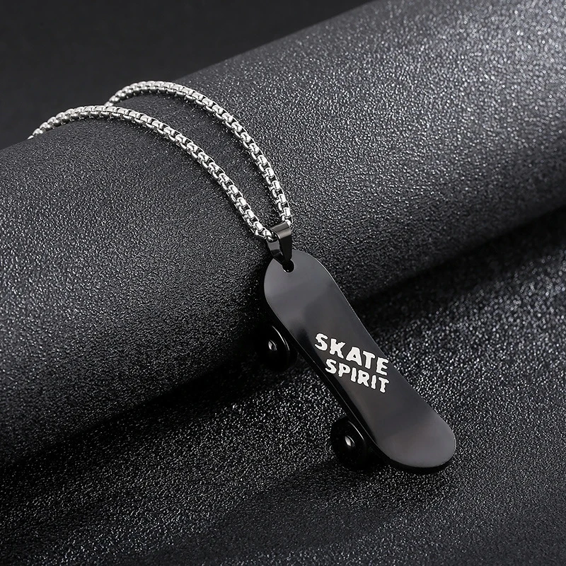 Unisex Street Stainless Steel Necklace Hip Hop Fashion Fingertip Skateboard Pendant Jewelry Party Festival Men's Accessories