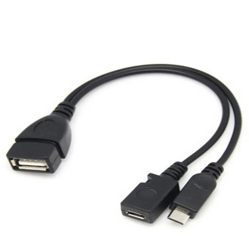 2 In 1 OTG Micro USB Host Power Y Splitter USB Adapter To Micro 5 Pin Male Female Cable 1pc