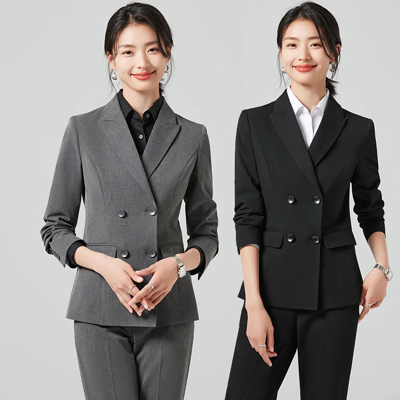 

Black Double Breasted Suit Jacket Female Business Suit High-End Manager Work Clothes Civil Servant Interview Formal Wear Suit