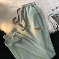 High Waist Elastic Casual Sports Pants Straight Leg Ladies Summer 2025 Small Size Trendy Slimming plus Size Variety Store