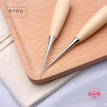 Punteruolo per perline con manico in legno, alesatore per perline, perforatore per pelle, cucito e feltro, strumenti economici per acciaio e legno