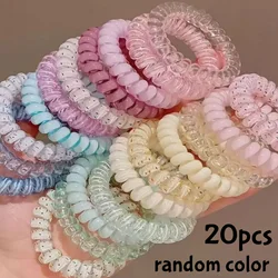 Set of 20 Multicolor Spiral Hair Ties - Elastic, Strong Hold, Waterproof Ponytail Holders (20pcs random)