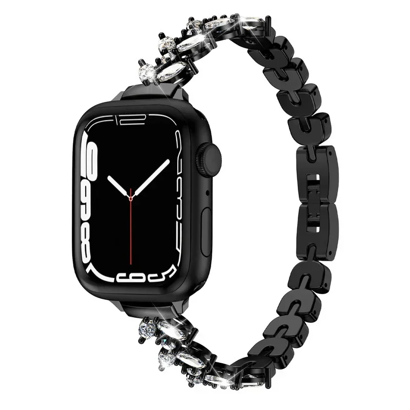 Slim Metal Diamond Strap For Apple Watch Ultra 49mm 9 8 7 41mm 45mm 44mm 40mm 42mm 38mm Women Bracelet band iWatch 6 5 4 SE Belt