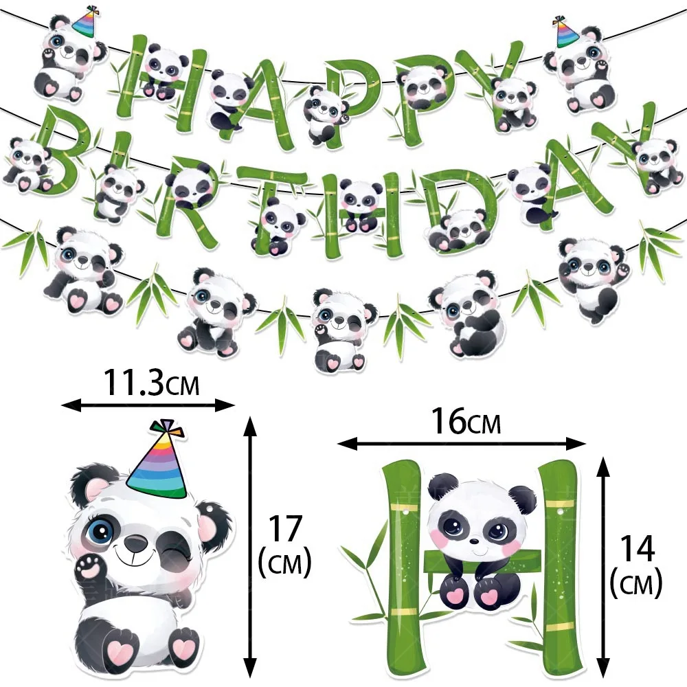 Panda Party Decorations Happy Birthday Banner Disposable Tableware Balloons Panda Cake Toppers Gift Bags Panda Bear Baby Shower images - 6